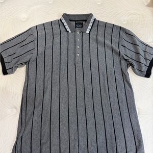 Greg Norman Collection Black and Gray Striped Polo Shirt